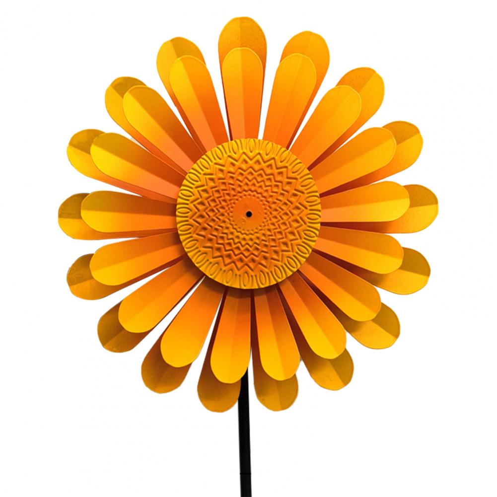 Outdoor Garden Windmill Butterfly Flower Windmill Sunflower Wind Spinner Garden Decor 360 Degree Rotating Metal Flower for Patio