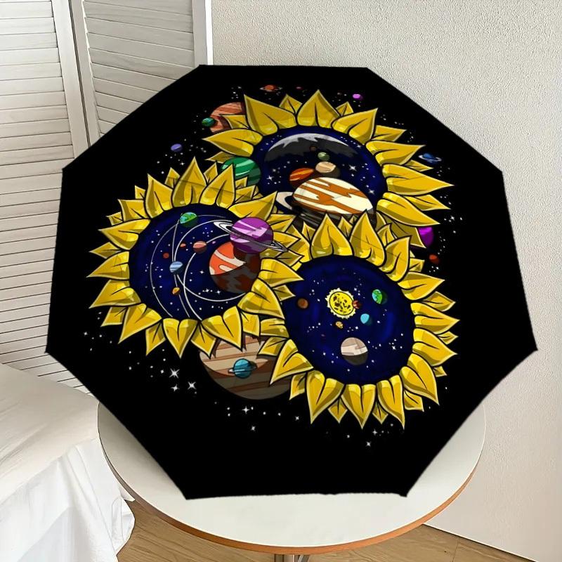 

1pc Sunflower Galaxy Umbrella with Plastic Handle,Suitable for All Seasons Home Travel Outdoor UmbrellaDD1063