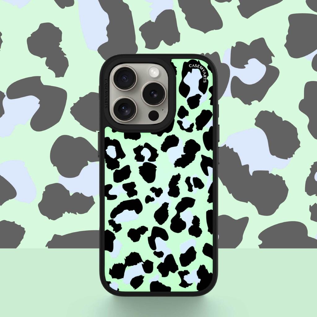 Green Background Leopard Print for 16Pro Personalized Cartoon for IPhone15ProMax for Apple 14Pro Anti-fall Protection 13