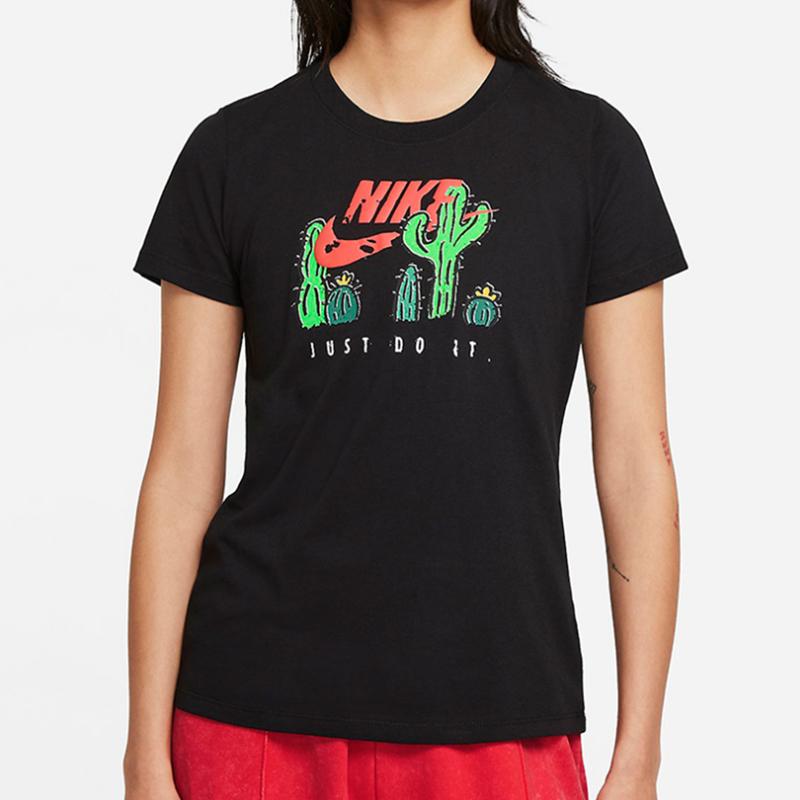 Nike Cactus Print Sports Casual Short Sleeve T-Shirt Women Tops Black DJ1914-010