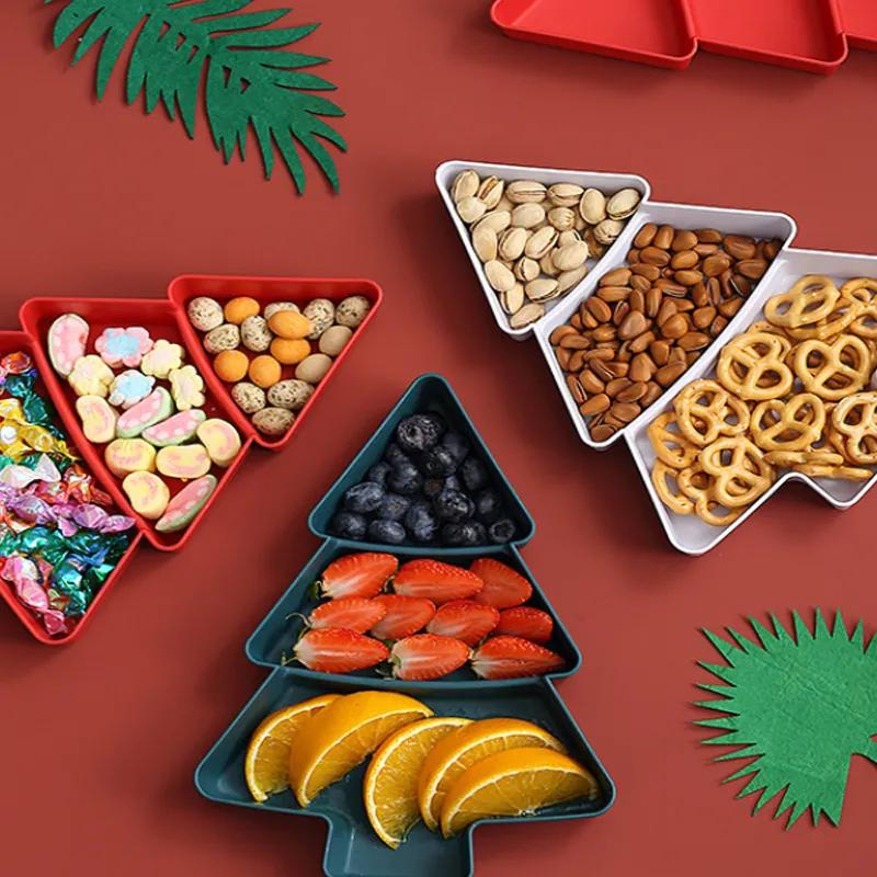 

Креативное блюдо для фруктов в форме рождественской елки с отделениями для домашних закусок, пластиковая коробка для хранения конфет, сухофруктов, семечек дыни YLE249 18.3*25.4cm