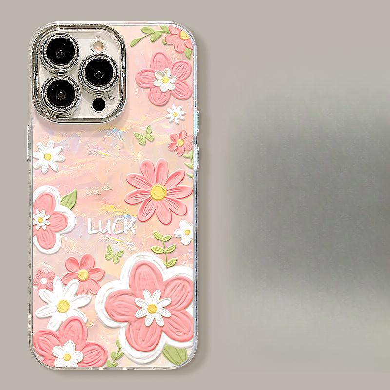 Oil Painting Flower Bracelet Suitable for Apple 13pro Mobile Phone Case 16 Small Fresh 15 Bracket 14 High-end Sense 11 Xiaomi