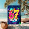 1PC Custom Name Urban Flow 67th Birthday Beach Towel Highly Absorbent And Sand-Resistant Towel for Swimming, Pool, Yoga, And Travel Lightweight