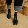 So soft~! ins brown round head thick heel Martin boots ankle boots short boots