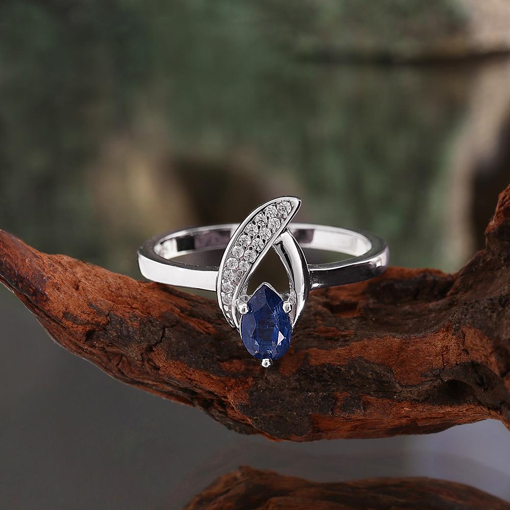 Gorgeous Natural Pear Kyanite Ring Earrings Necklace Set 925 Sterling Silver Real Gemstone Fine Jewelry for Women's Banquet Gift