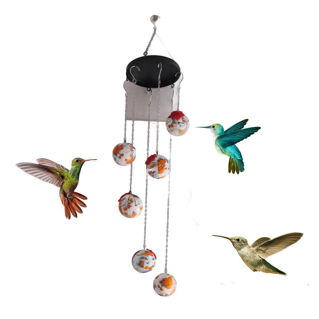Wind Chime Bird Feeder Decorative Hanging Outdoor Hummingbird Feeder for Garden Yard Patio