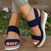 Foreign Trade Large Size Platform Sandals Women's Summer New Hemp Rope Bottom Fish Mouth Wedge Elastic Band Beach Sandals Women