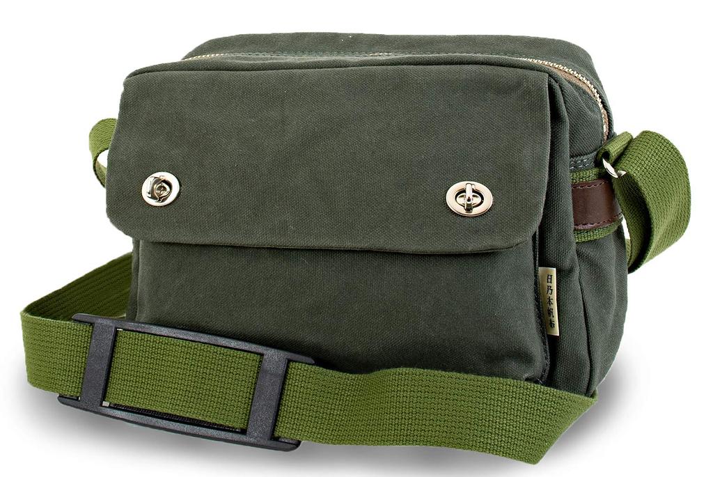 Hinomoto Canvas Shoulder Bag Green 20 X 27 X 10 Handmade Canvas Bag That Can Be Enjoyed Over Time with Canvas Crossbody Cloth Bag Present Gift (moss /