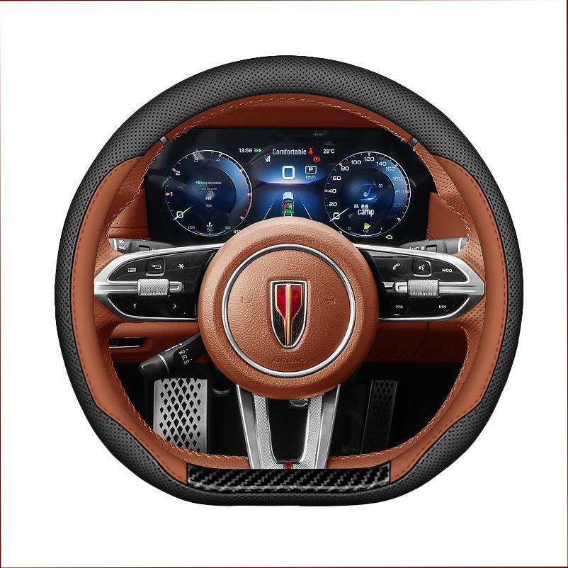 Hongqi H6/H9/HS3/H5 Steering Wheel Covers; Nappa Leather, Ultra-Thin, Non-Slip, Sweat-Proof, Original Color.