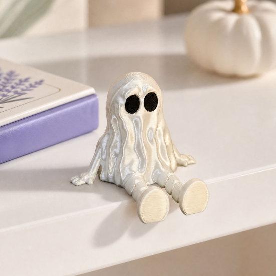 Flexible Halloween Figurine, 3D Printed Mini Grim Reaper/Ghost Statue with Movable Joints, Collectible Gothic Ornaments for Shelf, Desk, Home Decor
