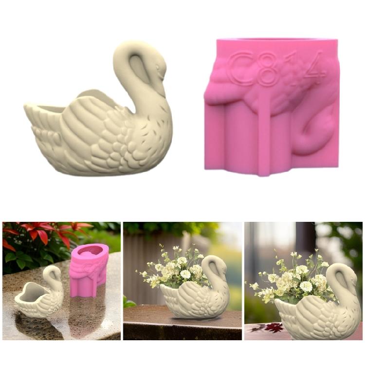 Stylish Cygnus Shaped Sturdy Silicone Mould for Craft Supplies Flower Pots and Pen Holders from Resin Decoration