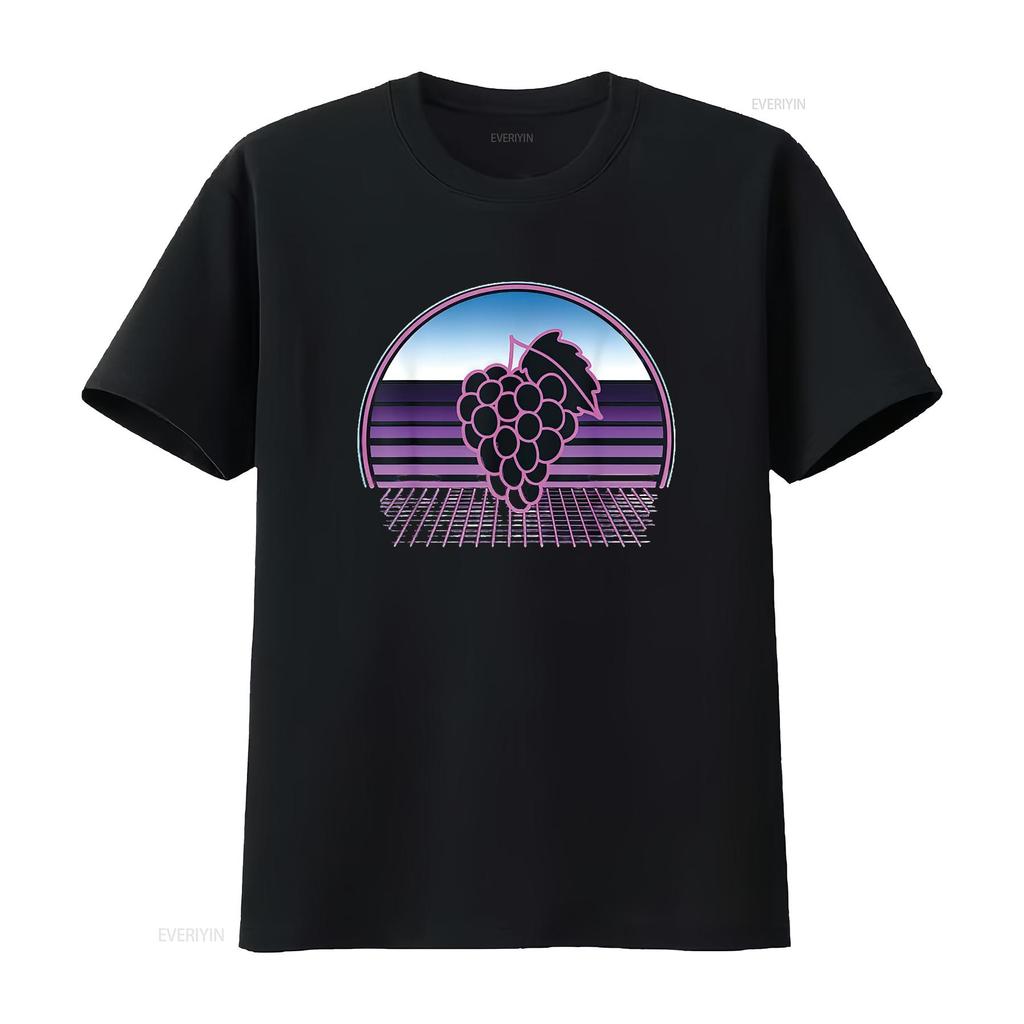 Womens Grape Vines Retro 80S Vaporwave Aesthetic Winery T Shirt Black X Large vintage Washed Comfortable designer clothes
