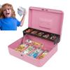 Money Box For Cash Saving Locking Cash Box With Money Tray Metal Money Saving Organizer 4 Bill/5 Coin Slots Cash Register Drawer