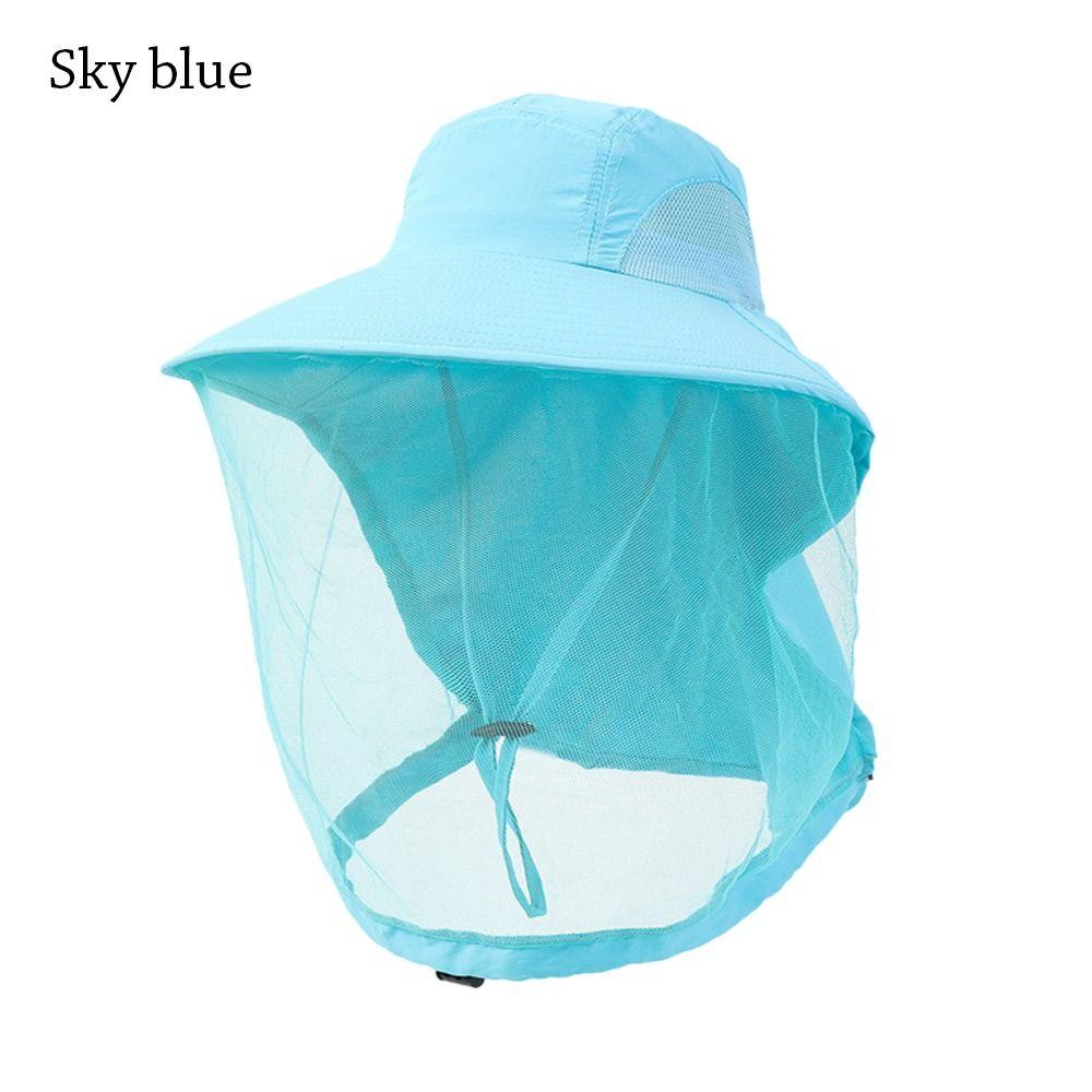 

Чоловіки та жінки Захист обличчя та шиї Відкритий капелюх від комах Захист від сонця Риболовля Капелюх від комарів небо синє кольору