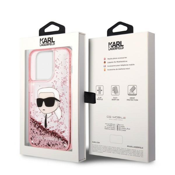 Karl Lagerfeld KLHCP14LLNKHCP iPhone 14 Pro 6.1" Pink Hardcase Glitter Karl Head