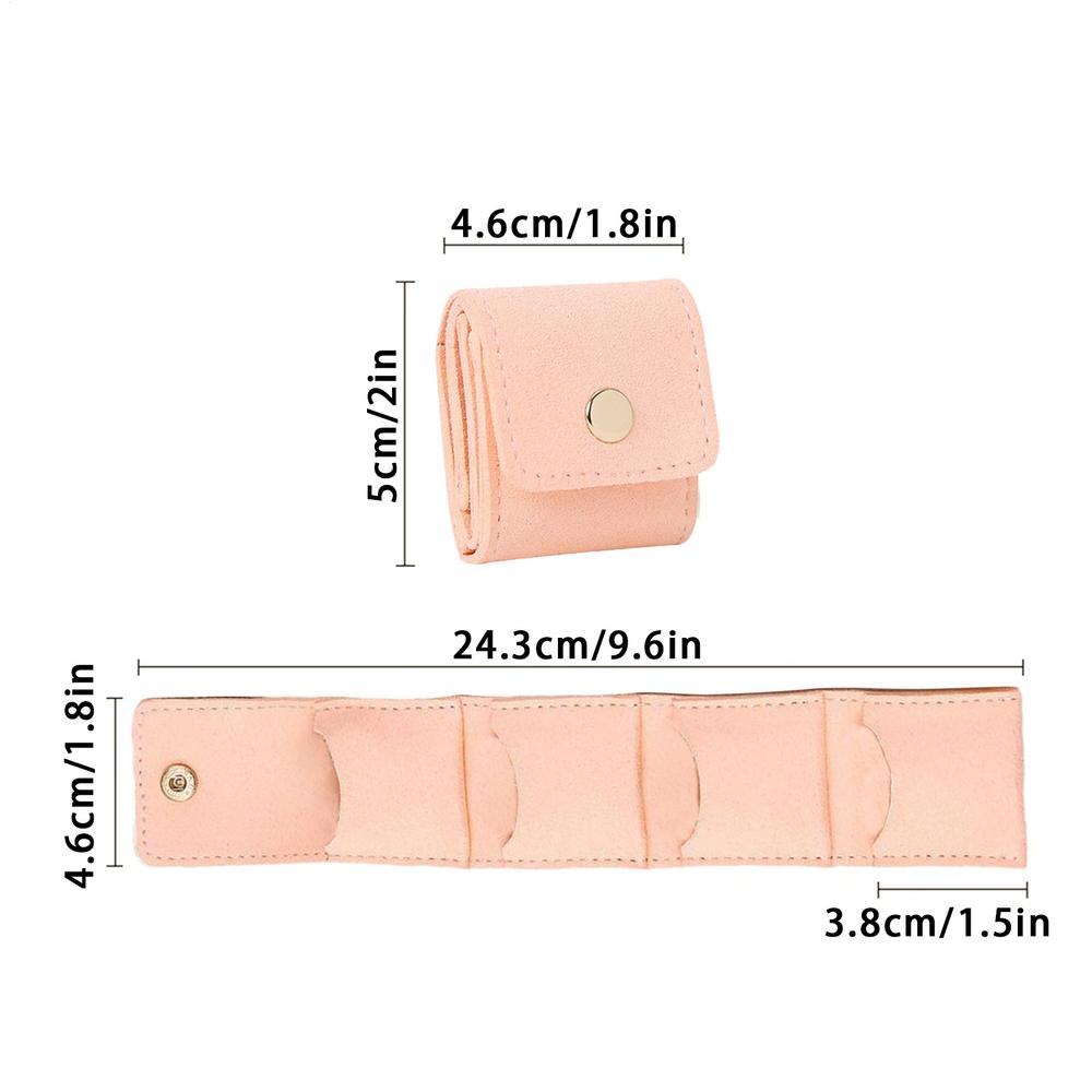 

Travel Jewelry Bag Small Jewelry Travel Case Trendy Foldable Divided Case with Buckle for Airplane Beach Vacation Honeymoon рожевий