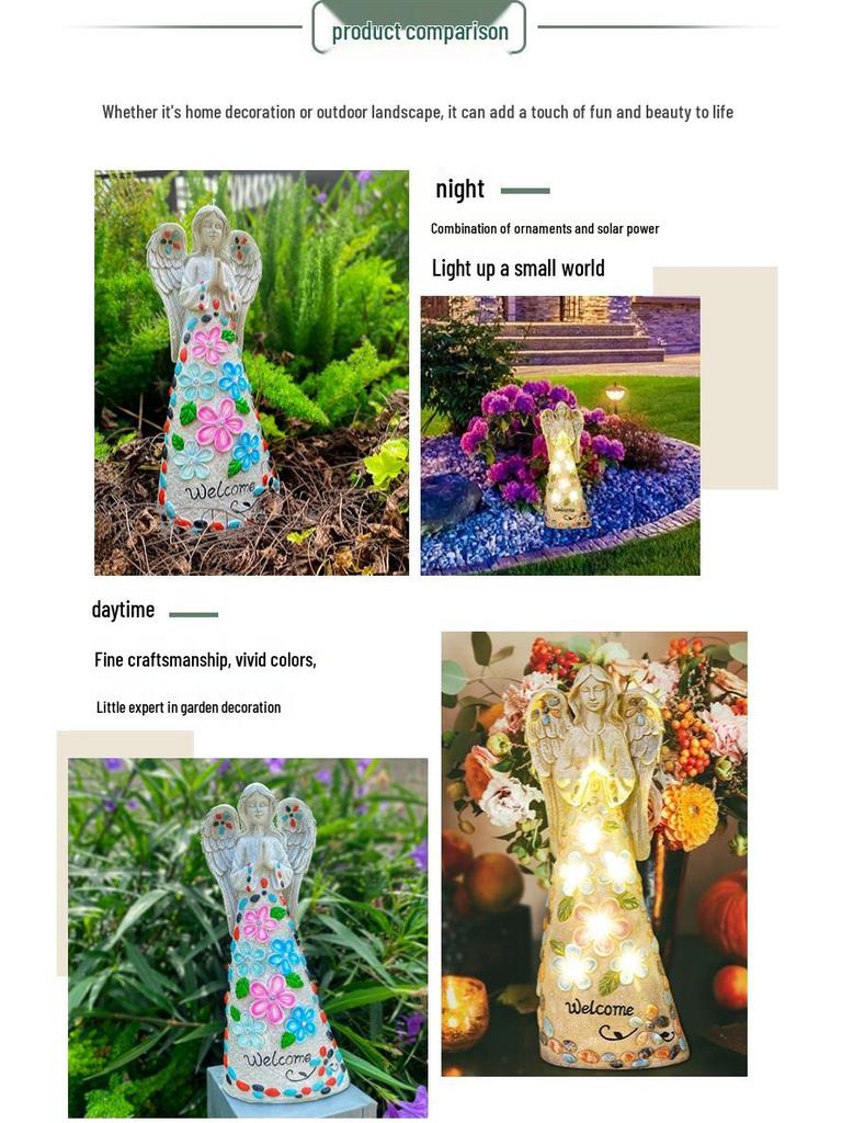 Solar-Powered Angel Lawn Ornaments - Outdoor Resin Garden Decorations