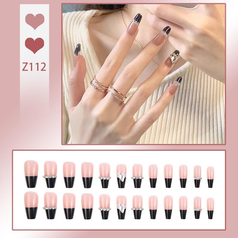 Press On Acrylic Fake Nails Set with Glue High Quality Handmade Nail Extension French Tips Woman False Short Nails Press Ons