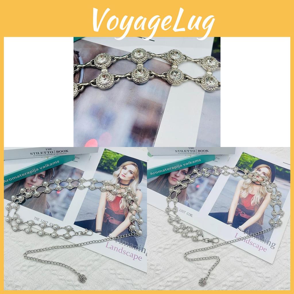 Pearl Waist Chain For Women Silver Water Diamond Necklace Summer Fashion Accessory
