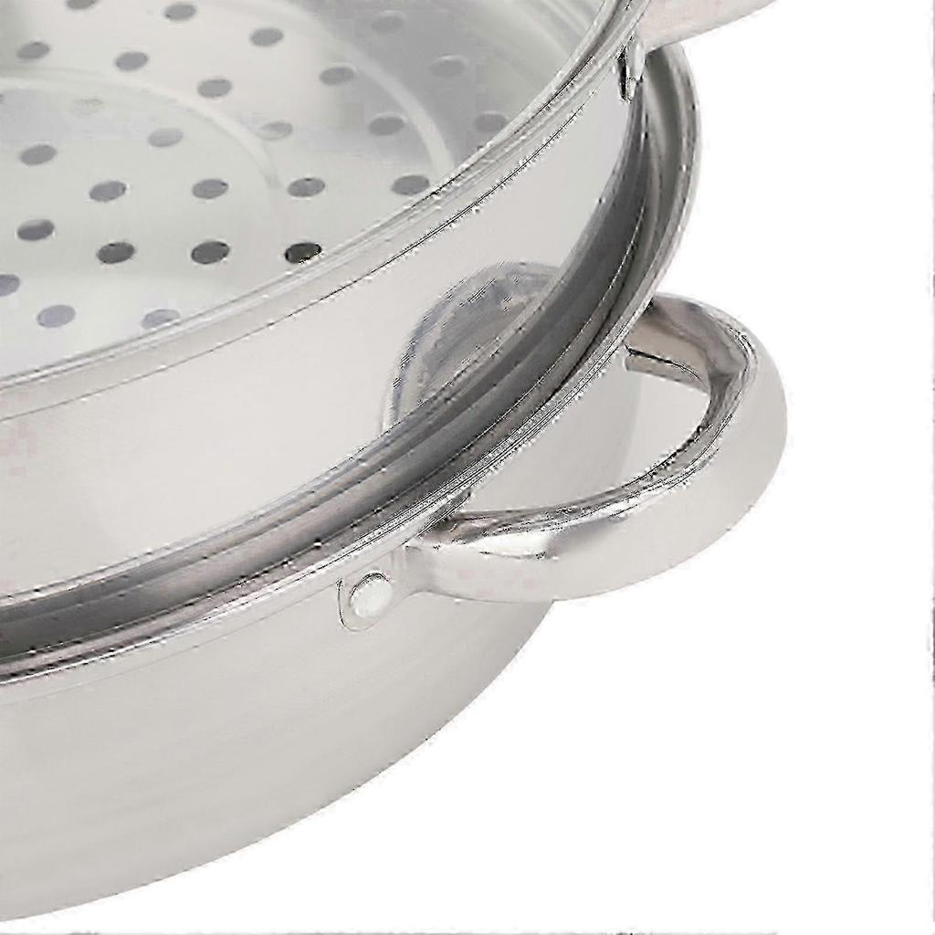 Stainless Steel Cookware 28cm 2-Layer Steamer Pot Cooker Double Boiler Soup Steaming Pot