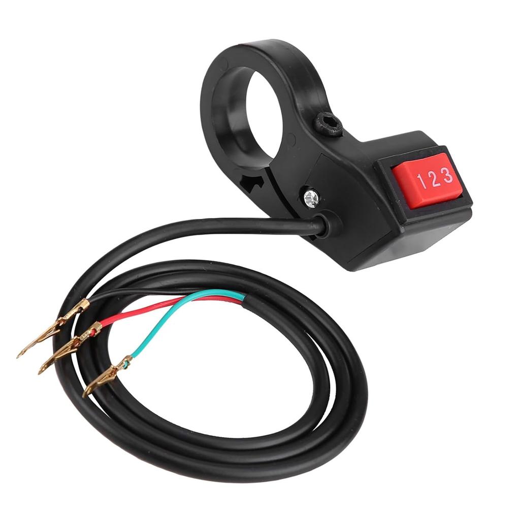 22mm 7/8in Motorcycle Handlebar Switch, Waterproof Electric 3 Speed Handlebar Control Switch Fits for Motorcycle E-Bike Scooter Street Bike or ATV