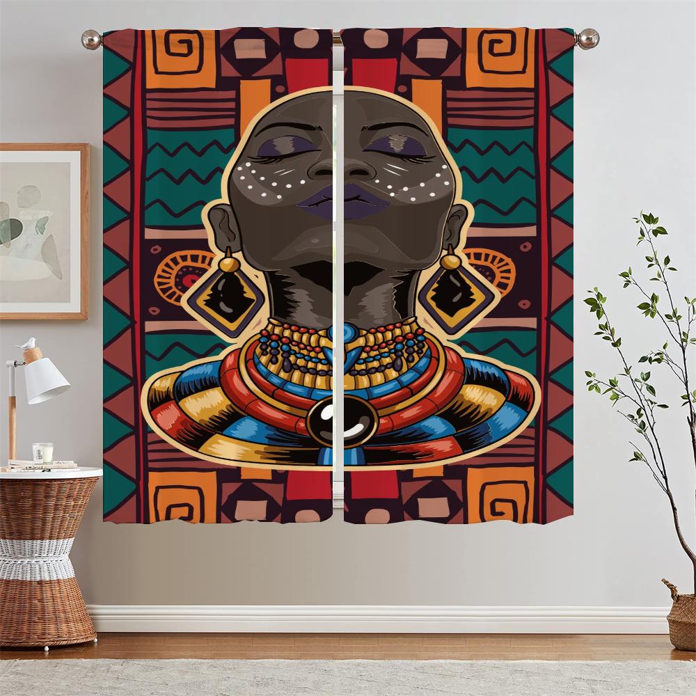 Afrikanische Frau Verdunkelungsvorhang Wohnzimmerdekoration Küchenvorhänge für Schlafzimmer Sonderanfertigungen Kostenlose Versandprodukte Jalousien