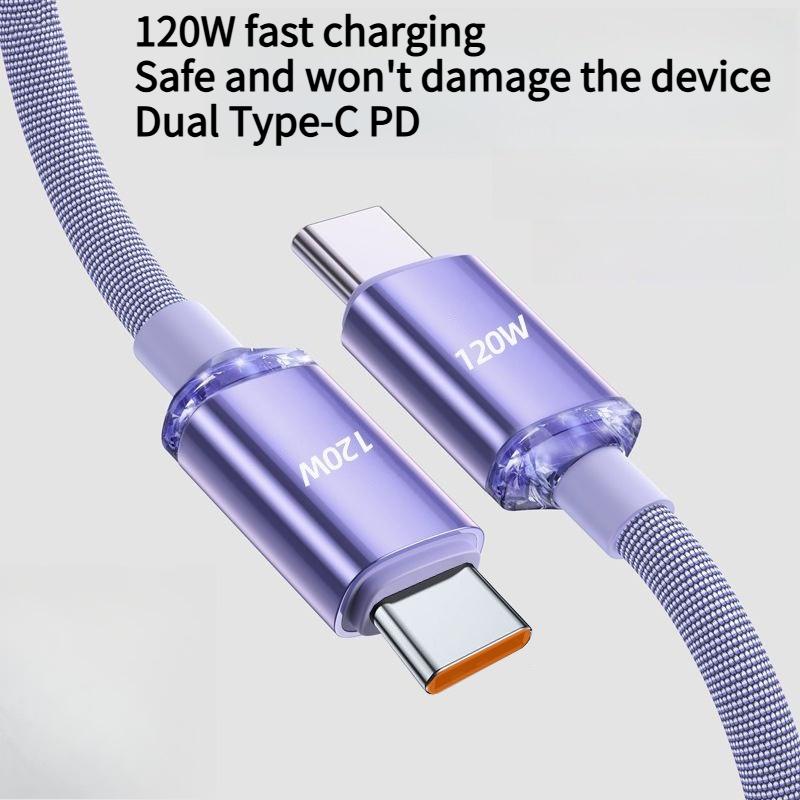 1PC 120W Fast Charging Braided Dual Typec Data Cable PD Flash Charging C to C Charger Cable