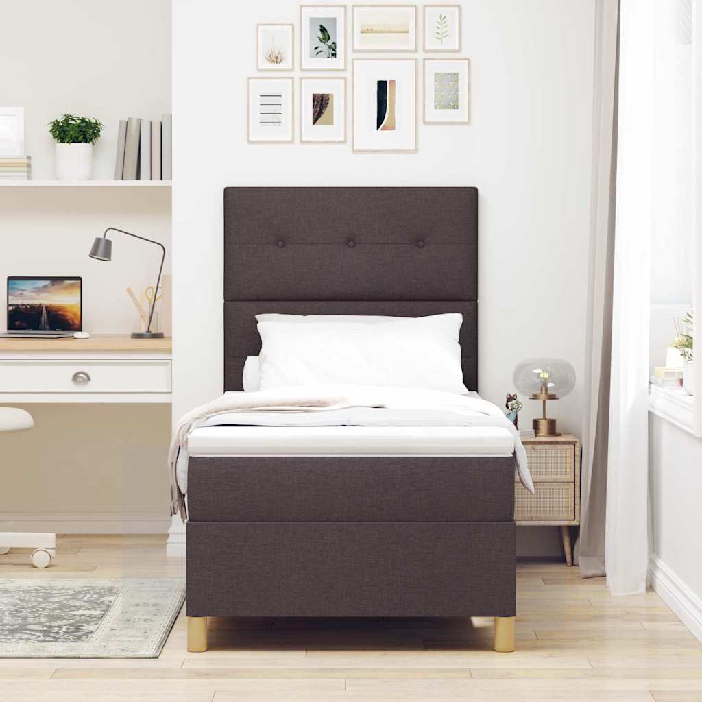 Boxspring bed with headboard Dark Brown 100 x 200 cm Fabric