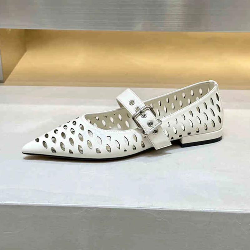 Fashion Pointed Toe Hollow Flats Women Shoes Summer Sandals New Trend Brand 2025 Sexy Party Shoes  Zapatillas De Mujer