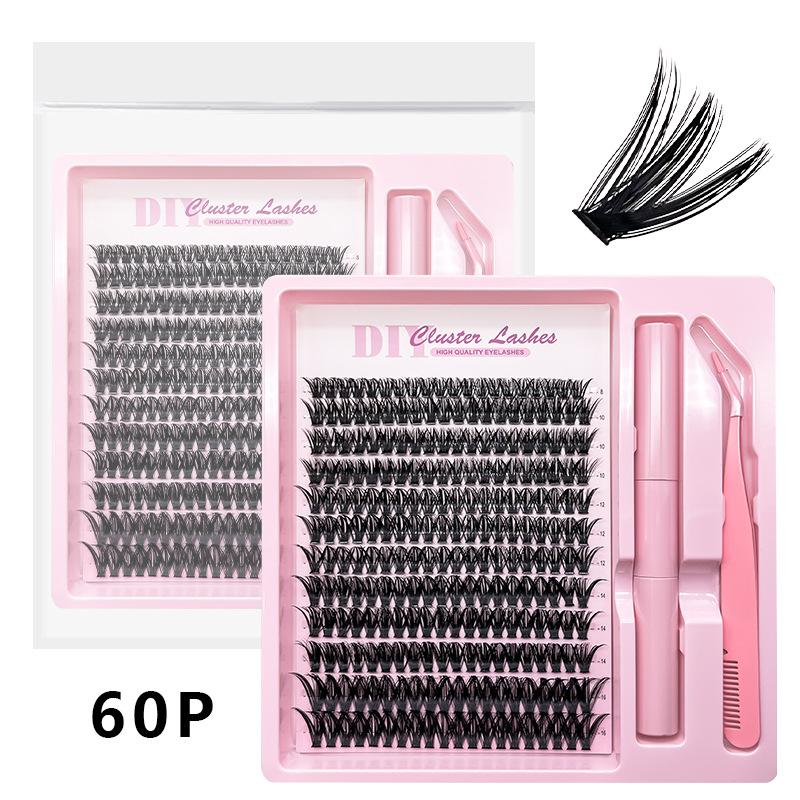 30D40D100D Segmented False Eyelashes Natural Dense Curled Single Cluster Self-Adhesive Eyelash Set