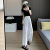 Narrow Version Straight Wide-leg Pants for Women In Summer Loose and Slim White Embroidered Hollow Casual and Versatile Nine-point Cool Pants