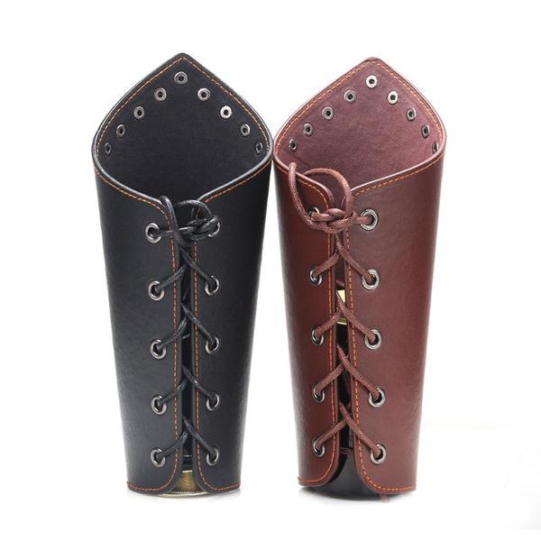 2 Pack Faux Leather Arm Guards Medieval Knight Bracers Leather Gauntlet Wrist XUF