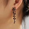 925 sterling silver Women's Long party earrings natural Mozambique garnet Leaf shape design fine jewelry for birthday party wear