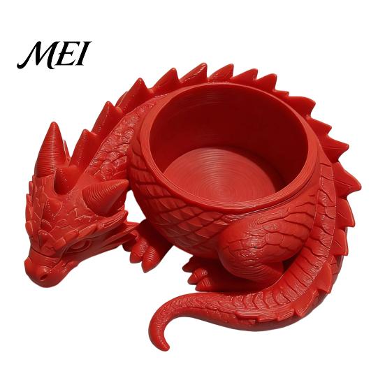 Dragon-shaped Flower Pot 3D Printed Pot, Fairy Tale Style Dragon-Shaped Planter Yellow Dragon with Breathable Design, Small Plant Container