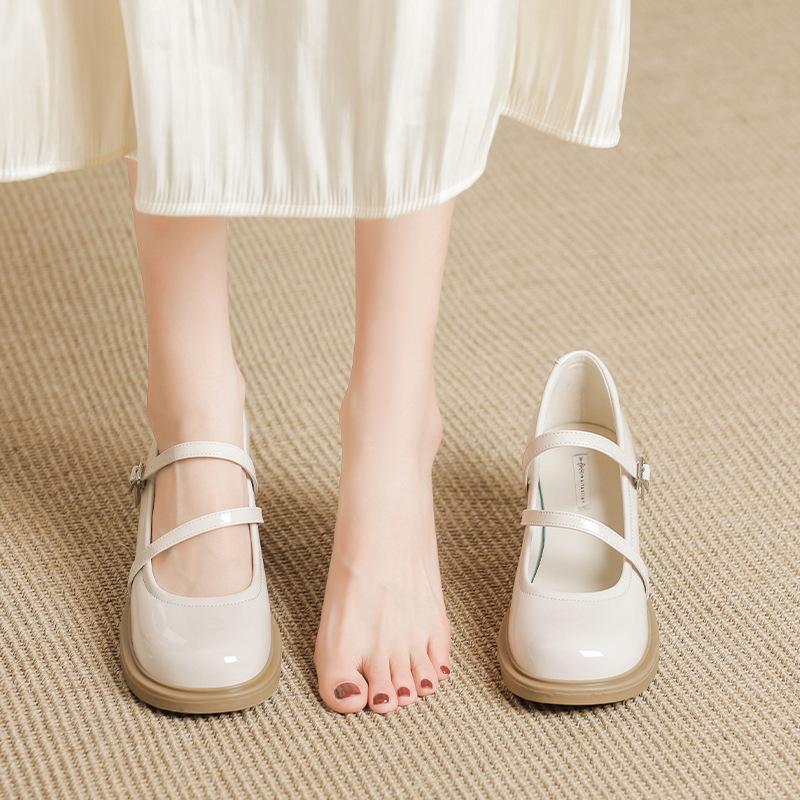 

Мэри Джейн туфли на толстом каблуке женские ретро туфли на высоком каблуке с легким вырезом фея 40 абрикосовый