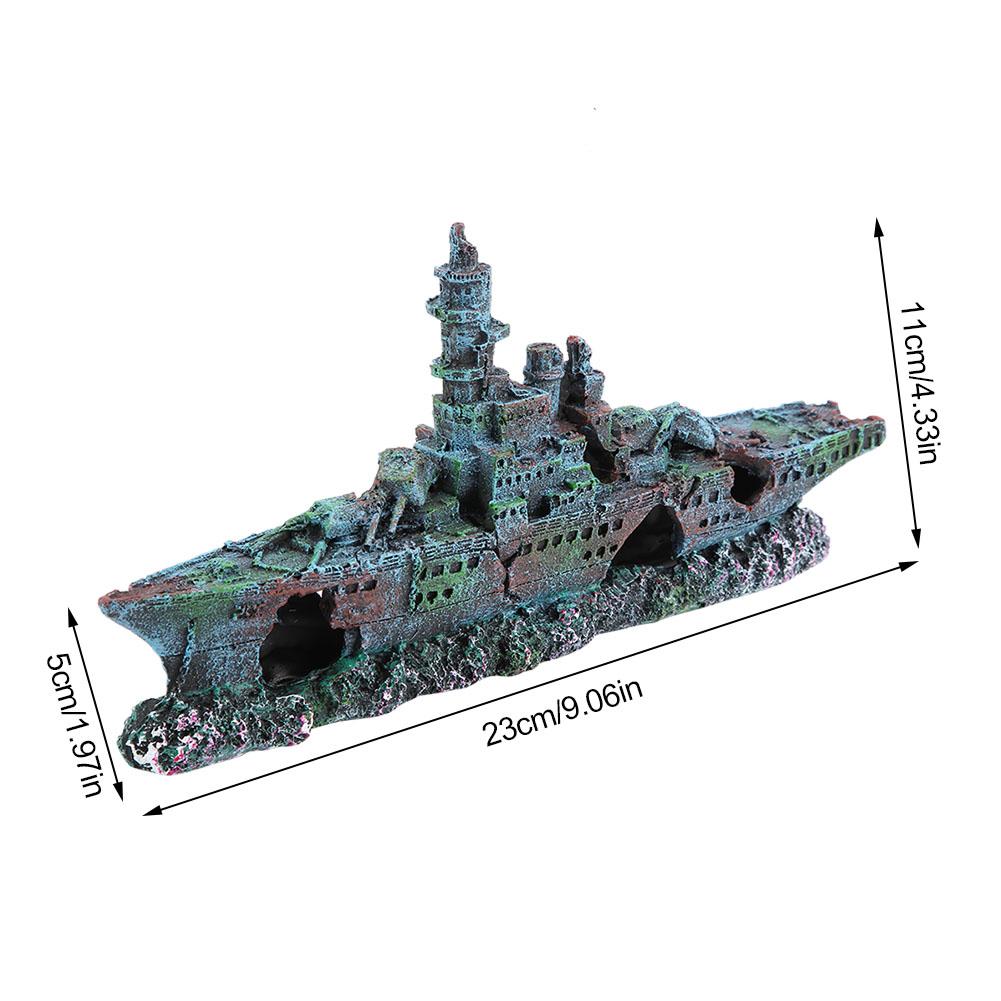 Simulation Resin Hide Boat Fish Tank Aquarium Ornaments Decor
