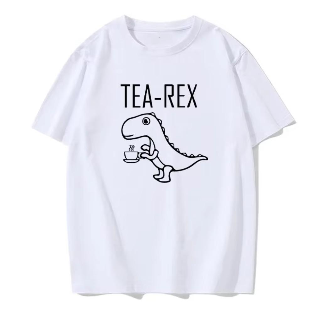 

Мужская летняя футболка Tea Overlord Funny Dinosaur Drink Coffee T-Shirt Модная повседневная футболка Высококачественная уличная футболка XXXXXL белый