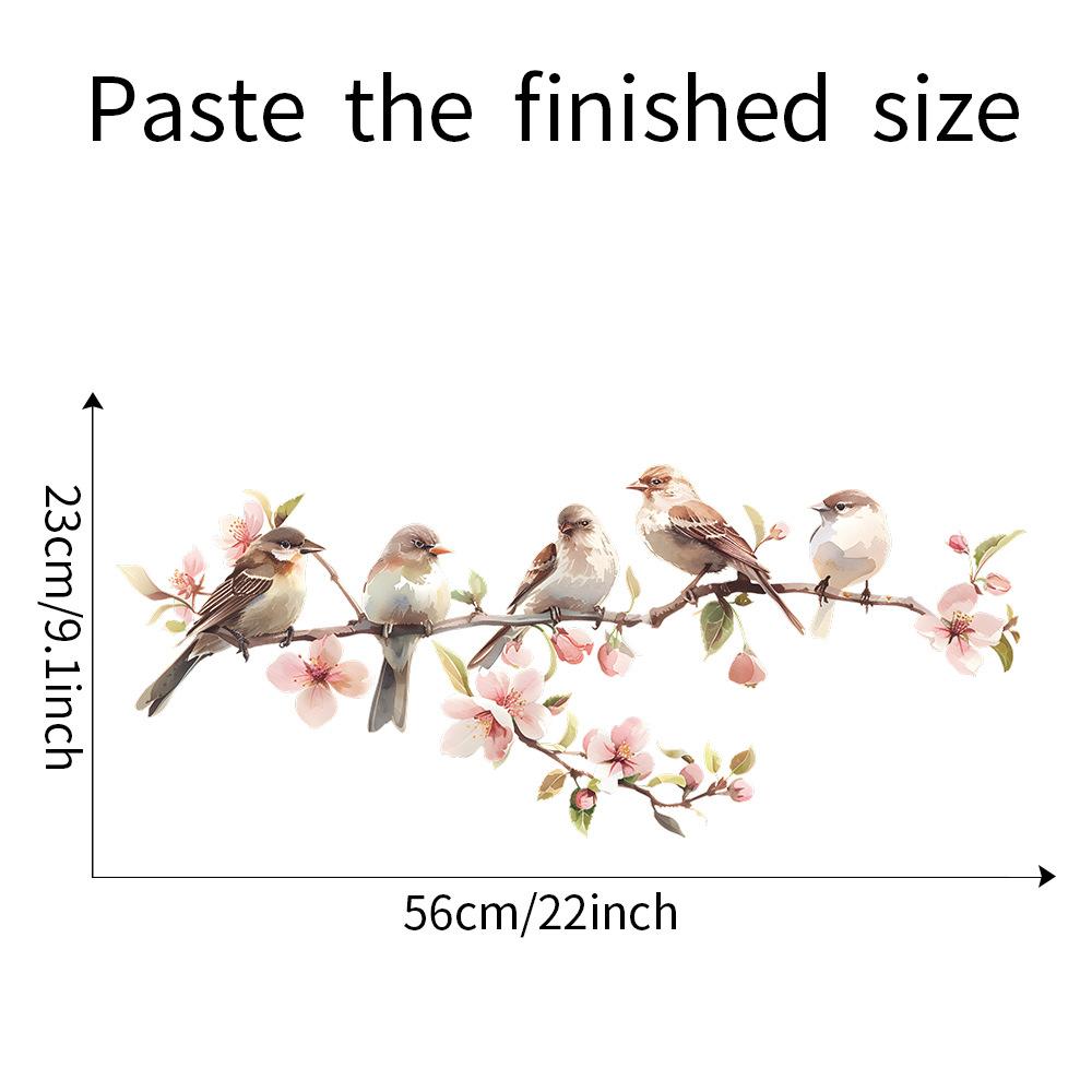 Colorful Flower Branches Bird Glass Windows Home Beautification Decoration Electrostatic Window Stickers Self-adhesive Removable