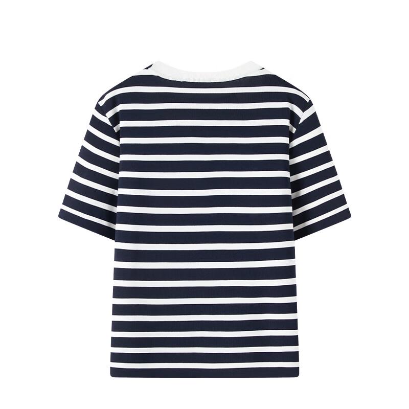 Navigare Women's Casual Striped Knit Short-Sleeve T-Shirt