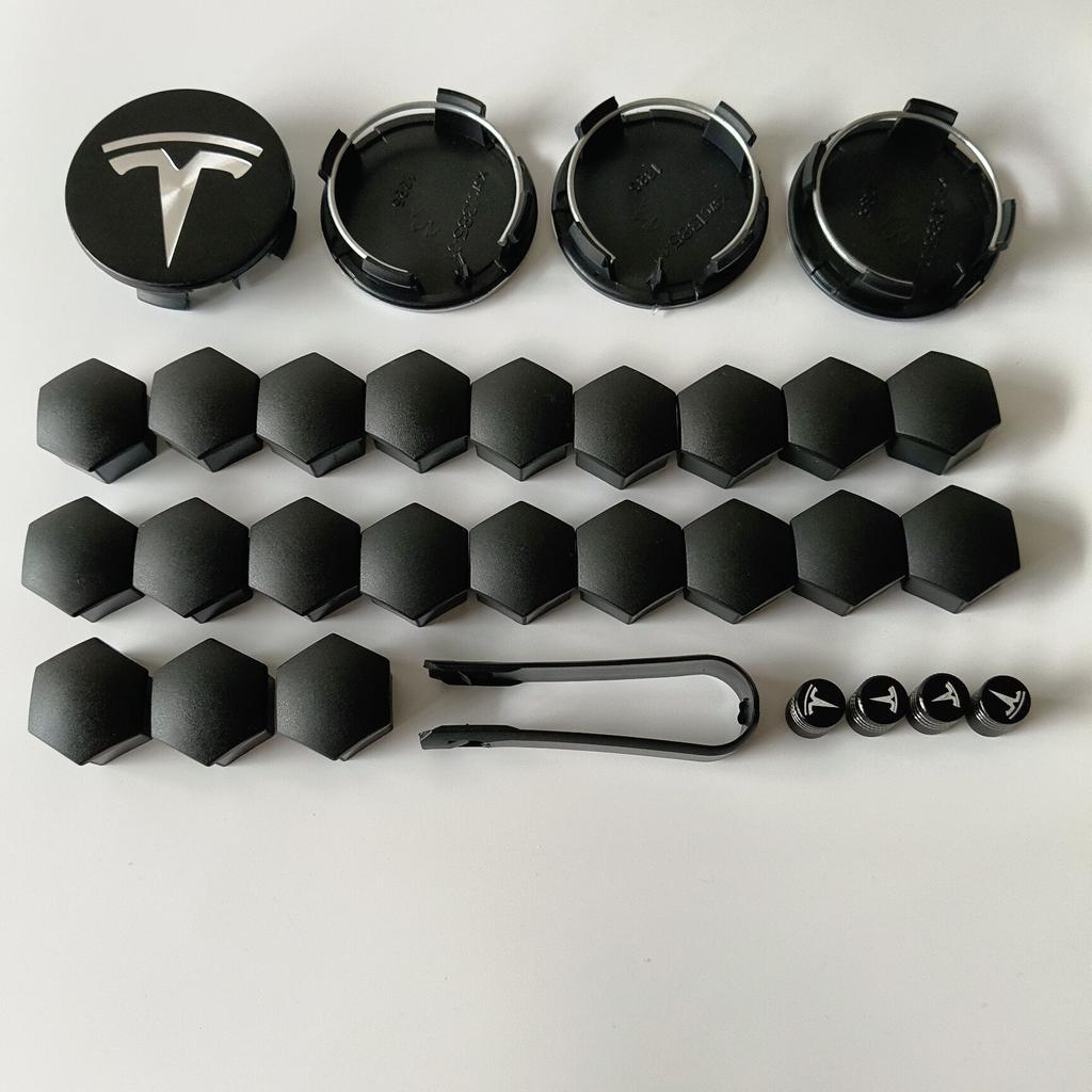 56/57MM 5PCS 26PCS 30PCS for Tesla Model 3 S/X Y Juniper Car Wheel Center Hub Decorative Caps Badge Lug Nut Protective Cover