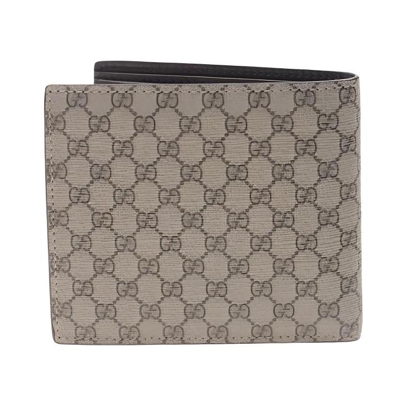 Gucci Presbyopia Logo Canvas Patchwork Short Folding Wallet Wallet Coin Purse Men's Ebony/dark Brown Classic Recommendation