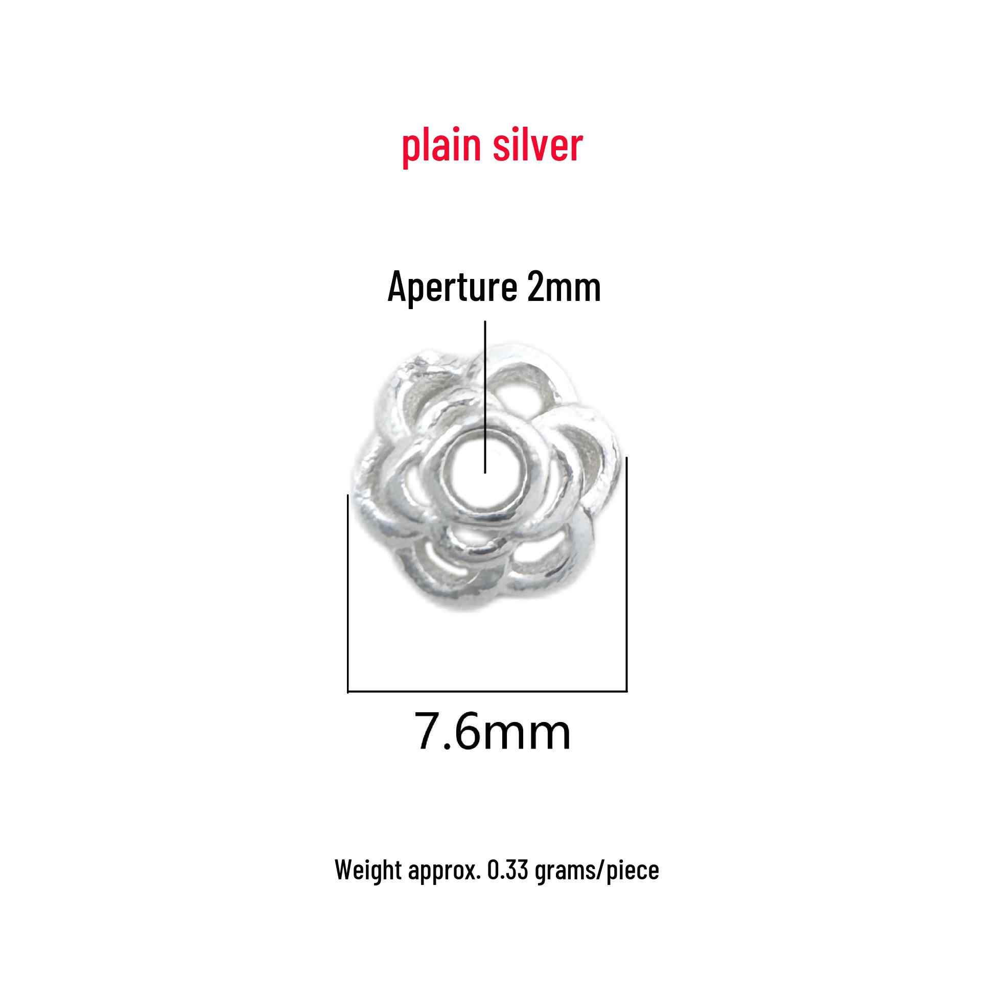 S999 Sterling Silver Flower Spacer Crystal Bracelet - Handmade Beaded DIY Thai Silver Jewelry Spacer Beads S999 Pure Silver