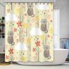 Cute Cats Flowers Shower Curtain Bathroom Decor for Home Decoration Waterproof Fabric with Hooks Set (White)