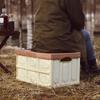 Collapsible Storage Bin Container with Wooden Lid for Indoor Fishing Outdoor