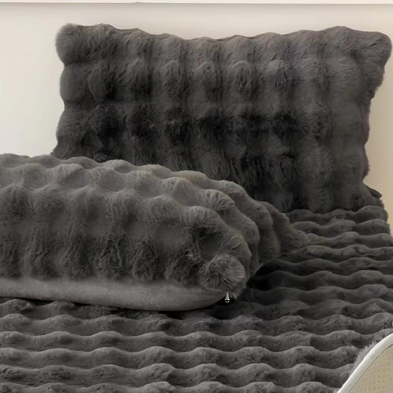 Față de pernă plușată iepuraș 48x74cm 2 buc Moale Caldă Pufoasă Păr Lung Față de pernă Decorativă pentru Paturi