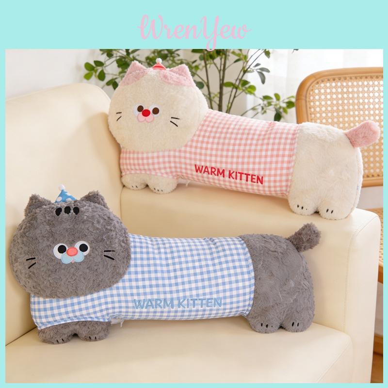 Cartoon Cat Plush Pillow With Removable Washable Cover For Bedroom Comfort And Relaxation