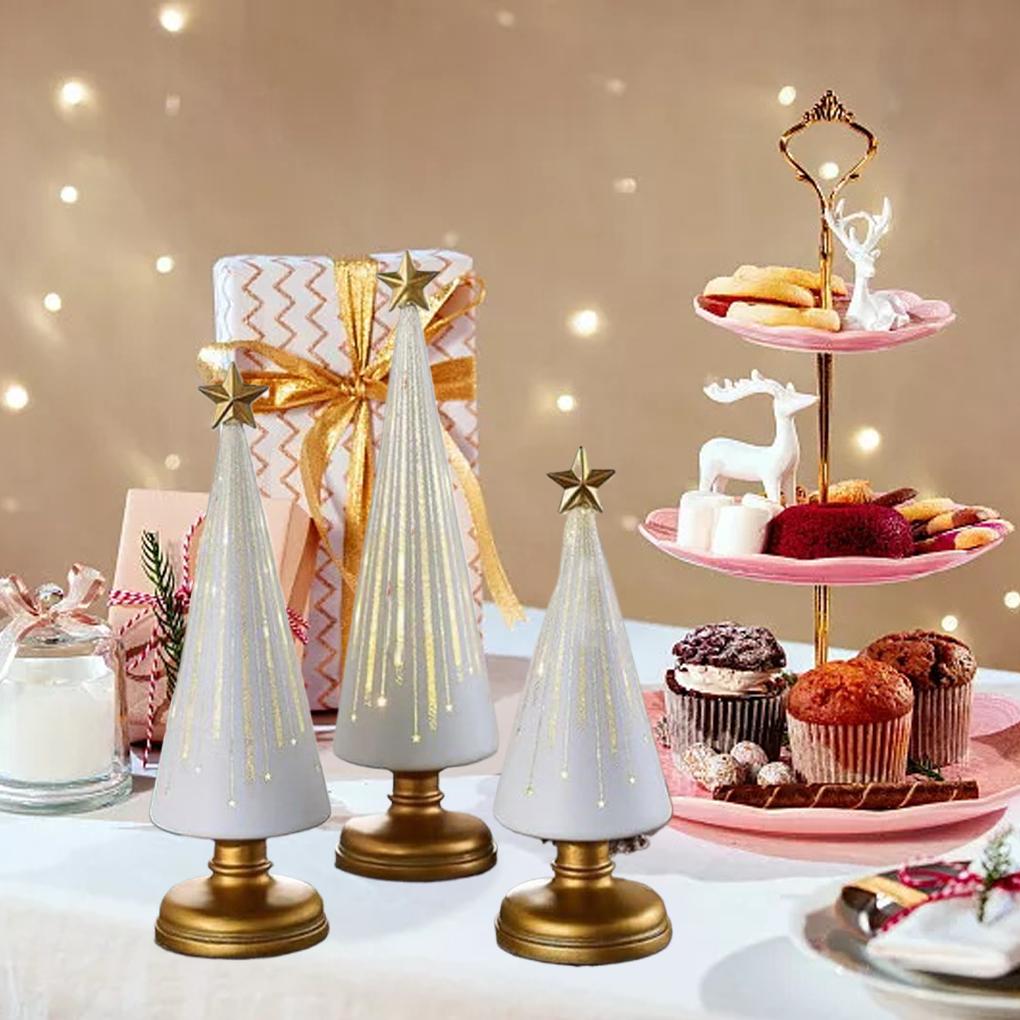 2025 3 SZT./ZESTAW Oświetlane Drzewko Dekoracje Świąteczne Drzewko Świąteczne na Blat Dekoracja Domu Dekoracje Imprezowe do Sypialni Salonu
