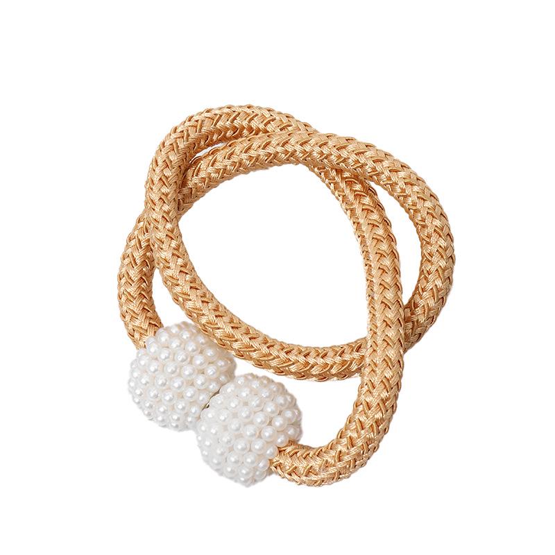 No-Drill Small Pearl Magnetic Curtain Tiebacks Rope Buckle Straps