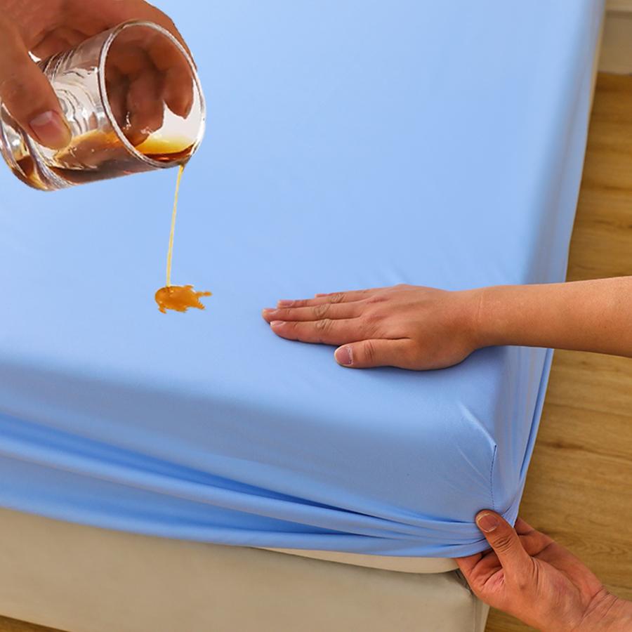 1pc Waterproof Mattress Protector Breathable Mattress Cover Anti-mite Anti-bacterial Fitted Bed Sheet (No Pillowcase)