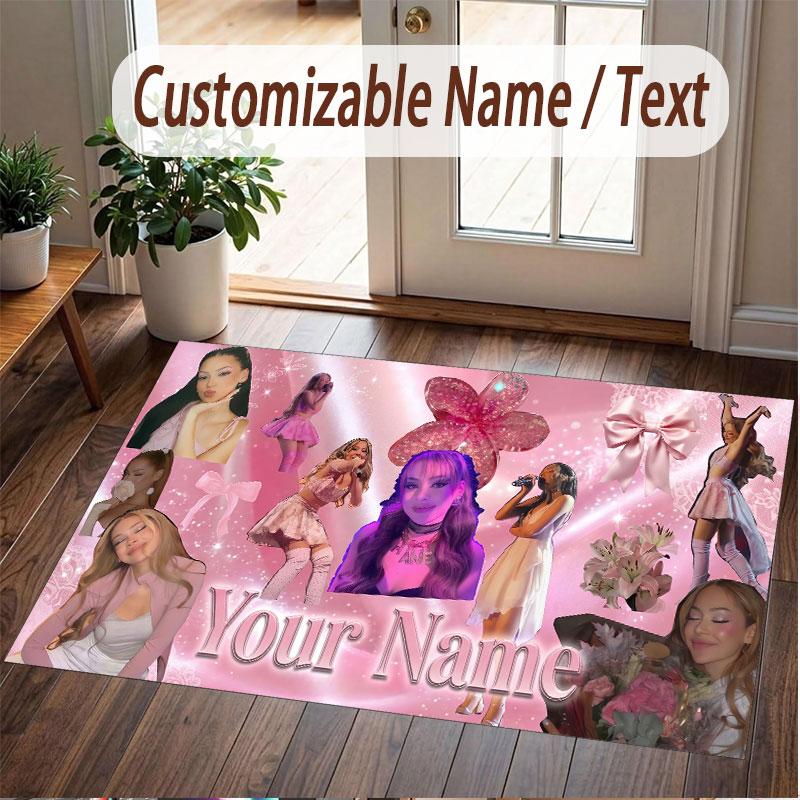 Custom Name Crystal Velvet Rug,Ayliva Comfortable Anti Slip Floor Mat For Room Decoration